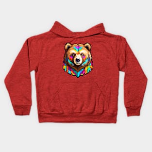 Pixel Geometric Bear Kids Hoodie